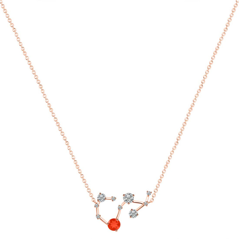 Scorpio Zodiac Star Constellation Red Onyx & White Topaz Necklace ROX-RDN-495.