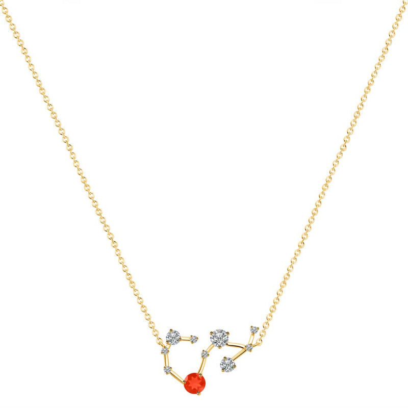 Scorpio Zodiac Star Constellation Red Onyx & White Topaz Necklace ROX-RDN-495.