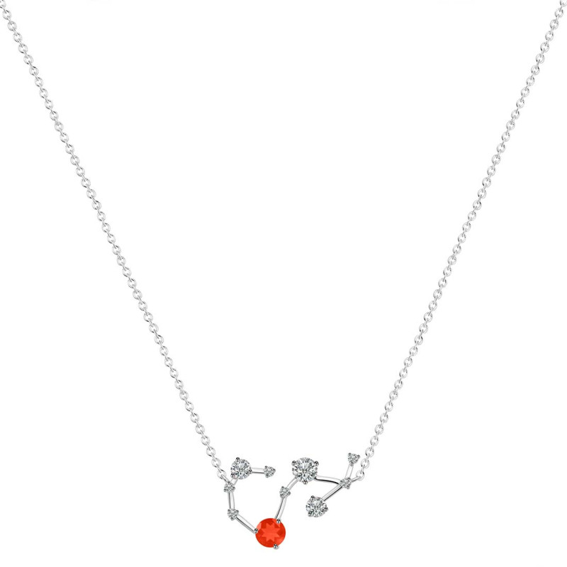 Scorpio Zodiac Star Constellation Red Onyx & White Topaz Necklace ROX-RDN-495.