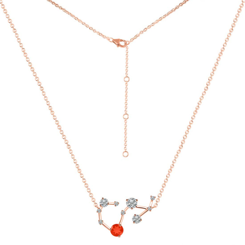 Scorpio Zodiac Star Constellation Red Onyx & White Topaz Necklace ROX-RDN-495.
