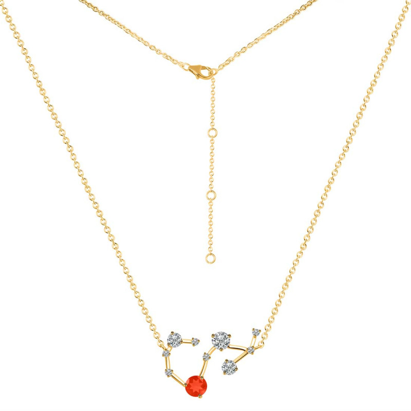 Scorpio Zodiac Star Constellation Red Onyx & White Topaz Necklace ROX-RDN-495.