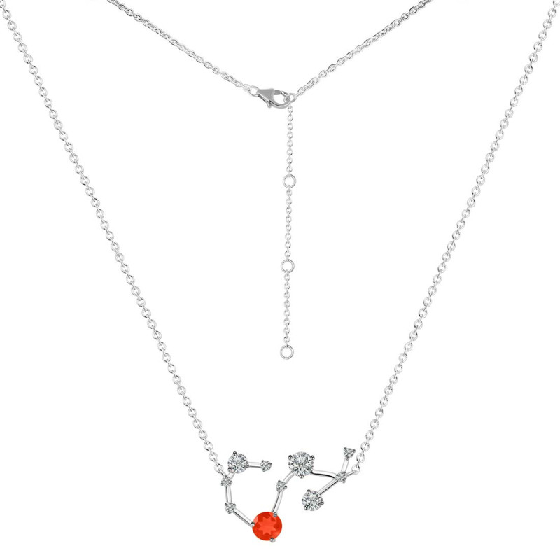 Scorpio Zodiac Star Constellation Red Onyx & White Topaz Necklace