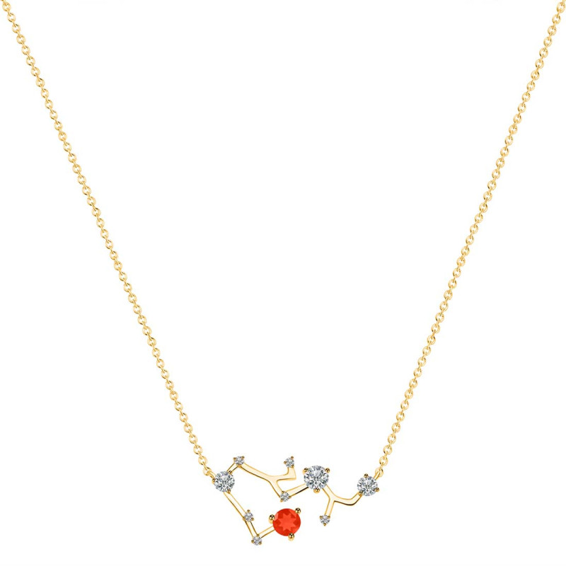 Sagittarius Zodiac Star Constellation Red Onyx & White Topaz Necklace ROX-RDN-496.