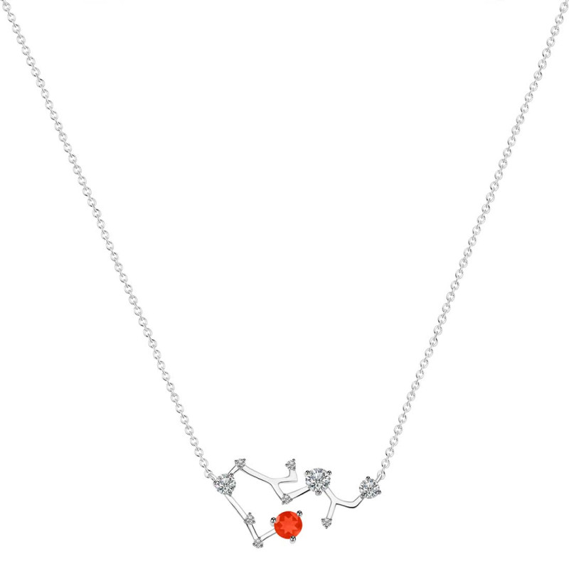 Sagittarius Zodiac Star Constellation Red Onyx & White Topaz Necklace ROX-RDN-496.