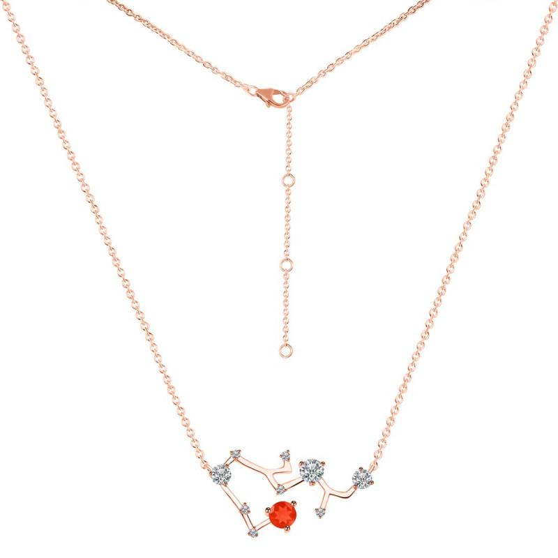 Sagittarius Zodiac Star Constellation Red Onyx & White Topaz Necklace ROX-RDN-496.