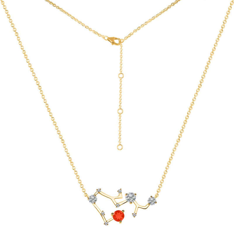 Sagittarius Zodiac Star Constellation Red Onyx & White Topaz Necklace ROX-RDN-496.