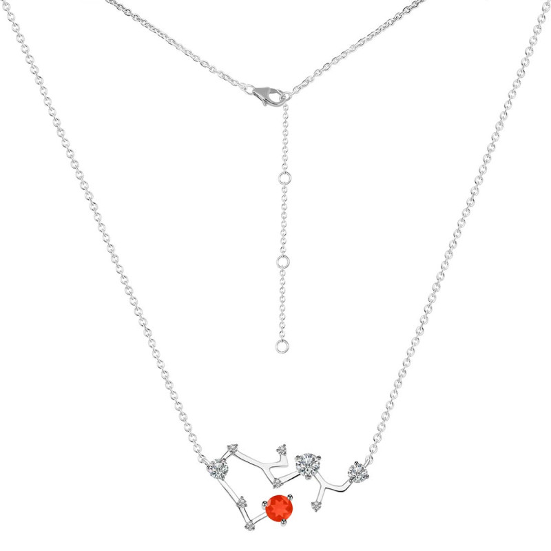 Sagittarius Zodiac Star Constellation Red Onyx & White Topaz Necklace