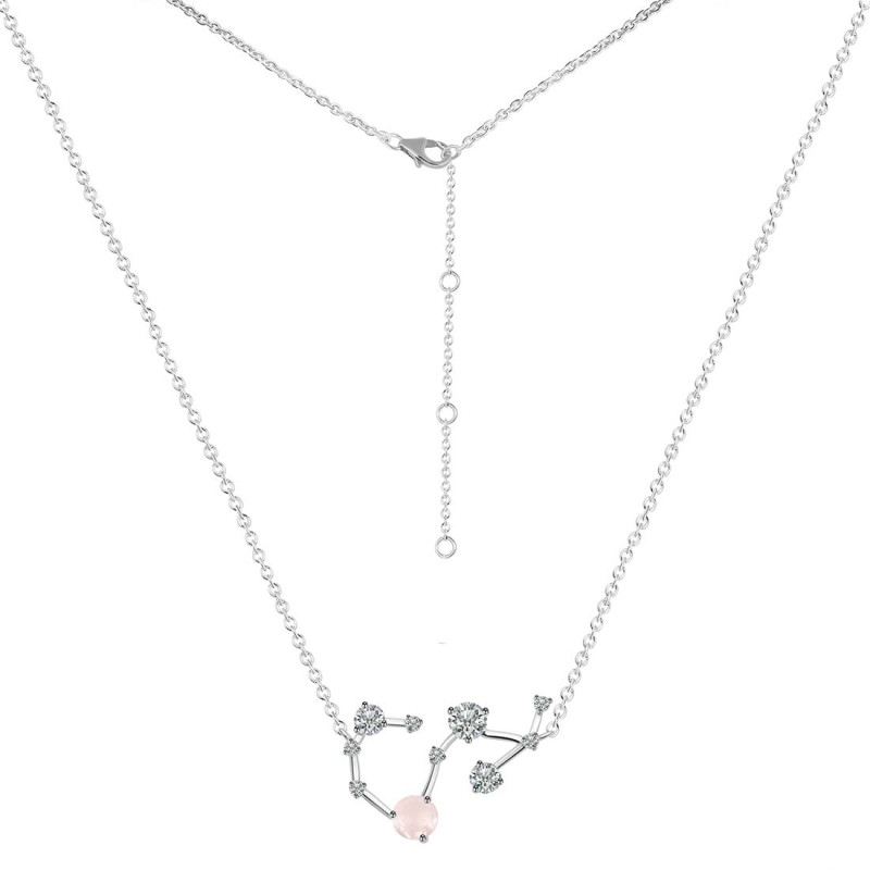 Scorpio Zodiac Star Constellation Rose Quartz & White Topaz Necklace