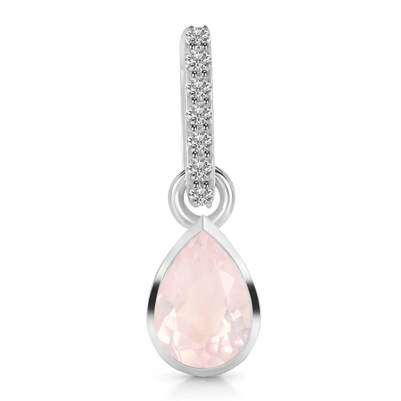 Rose Quartz & White Topaz Pendant RSQ-RDP-779-CZ-LOOP.