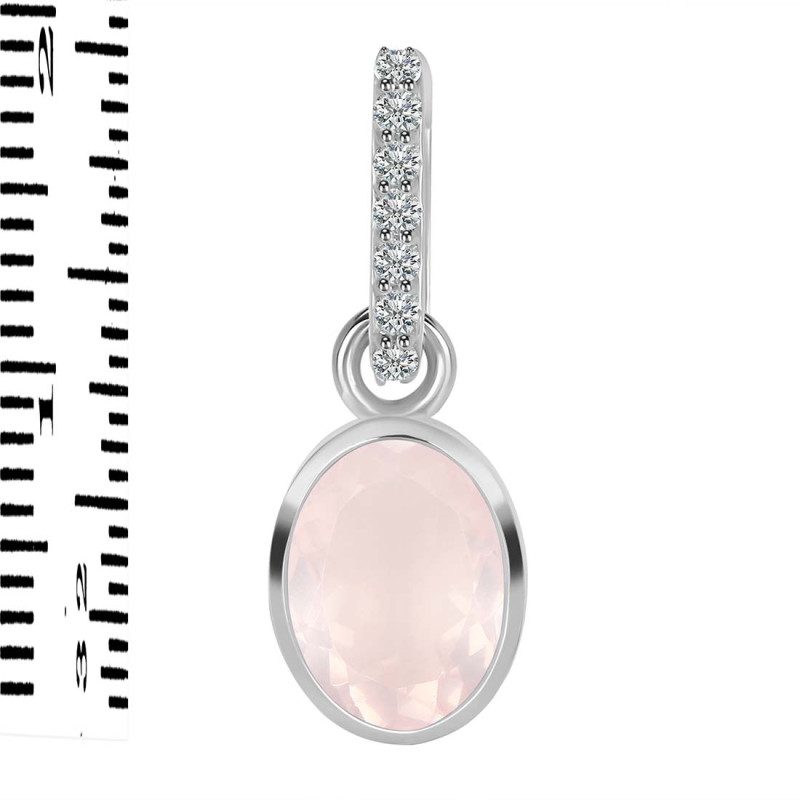 Rose Quartz & White Topaz Pendant RSQ-RDP-792-CZ-LOOP.