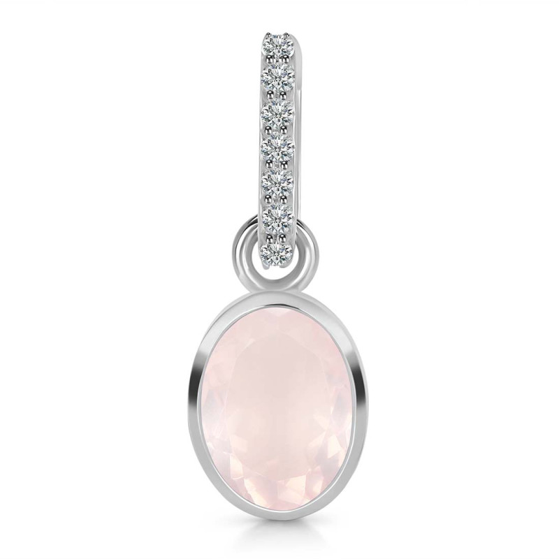 Rose Quartz & White Topaz Pendant RSQ-RDP-792-CZ-LOOP.