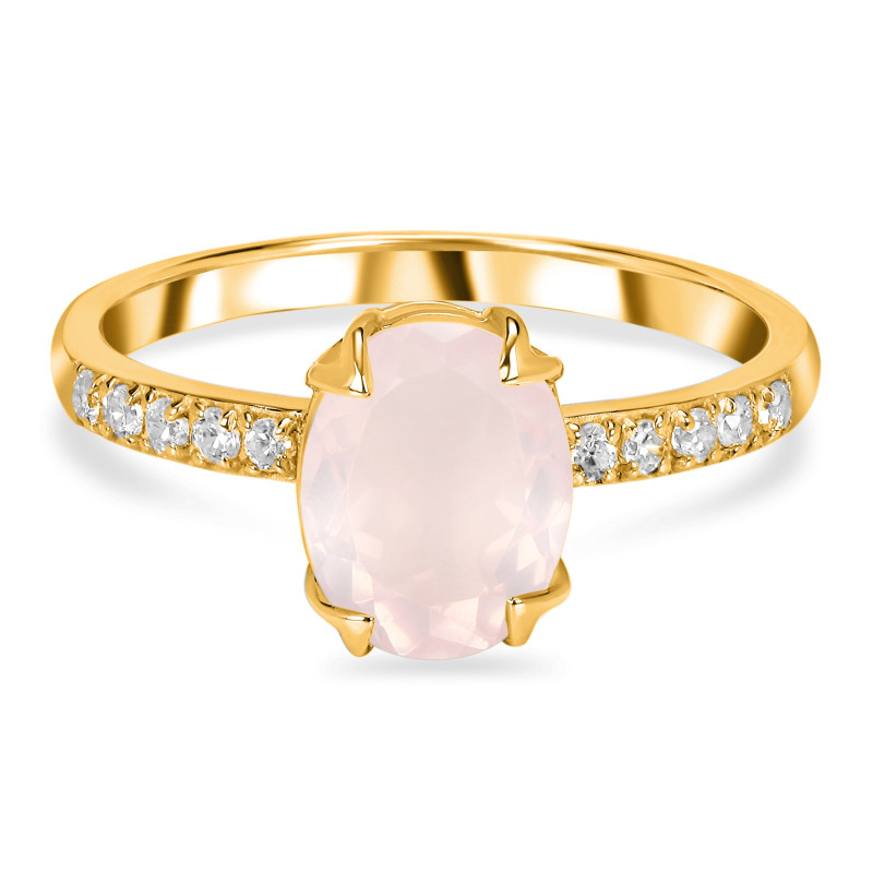 Rose Quartz & White Topaz Ring RSQ-RDR-2382.