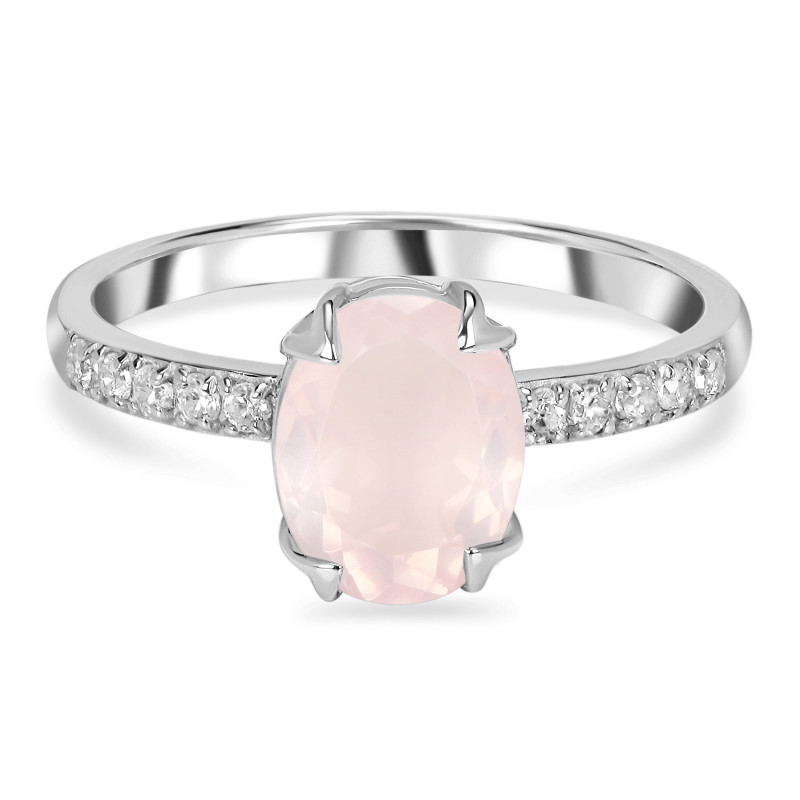 Rose Quartz & White Topaz Ring RSQ-RDR-2382.