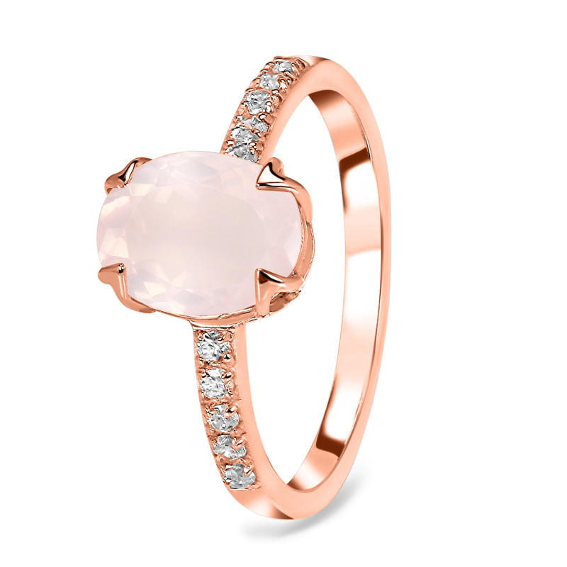 Rose Quartz & White Topaz Ring RSQ-RDR-2382.