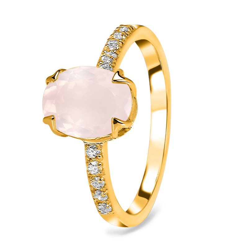 Rose Quartz & White Topaz Ring RSQ-RDR-2382.