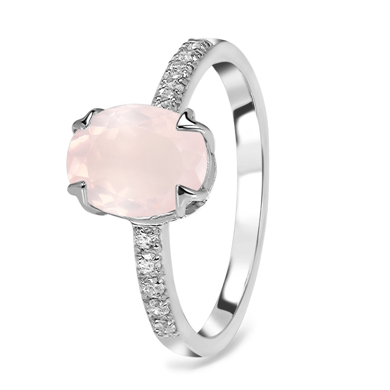 Rose Quartz & White Topaz Ring