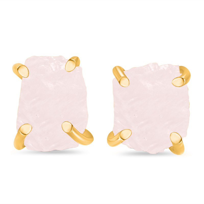 Rose Quartz Raw Crystal Stud Earring RSQ-RE-200.