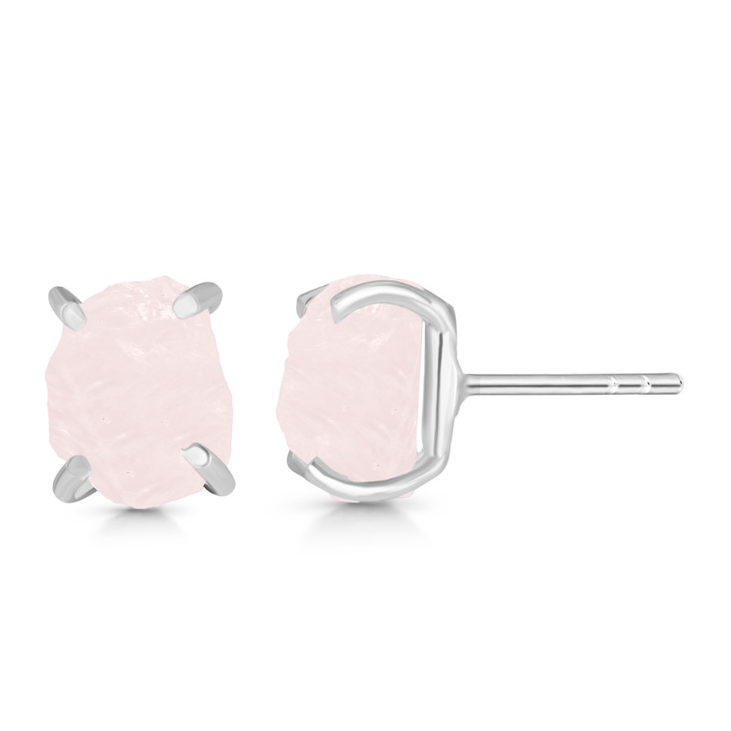 Rose Quartz Raw Crystal Stud Earring