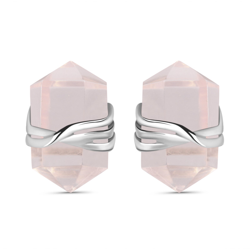 Rose Quartz Pencil Stud Earring RSQ-RE-67.