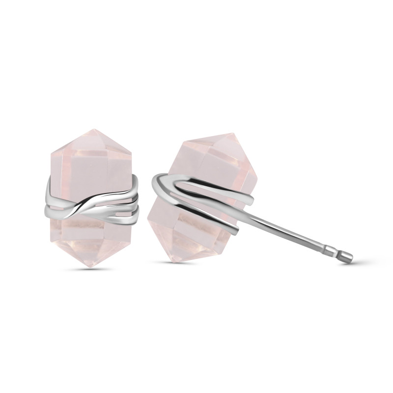 Rose Quartz Pencil Stud Earring