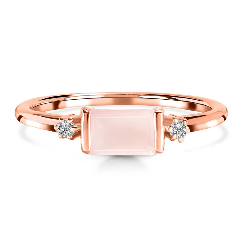 Rose Quartz & White Topaz Ring RSQ-RR-135.