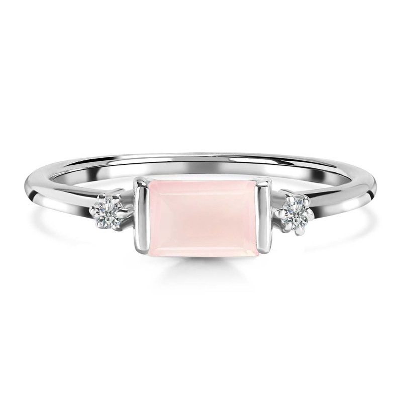 Rose Quartz & White Topaz Ring RSQ-RR-135.