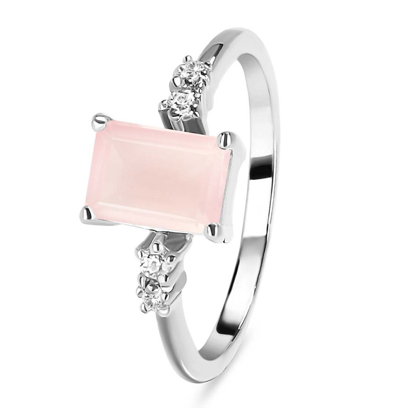 Rose Quartz & White Topaz Ring