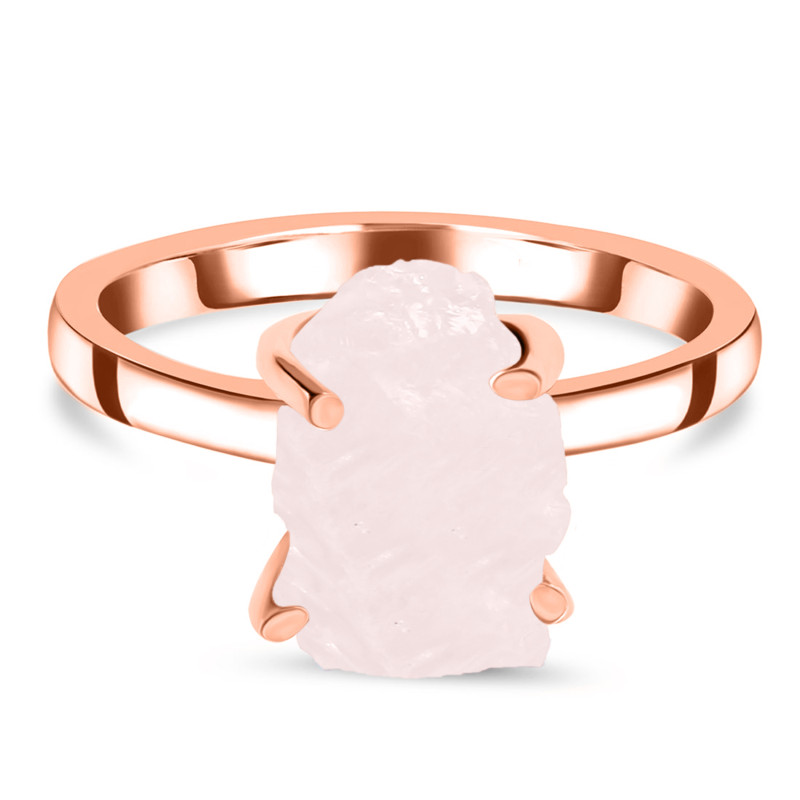 Rose Quartz Raw Crystal Ring RSQ-RR-200.