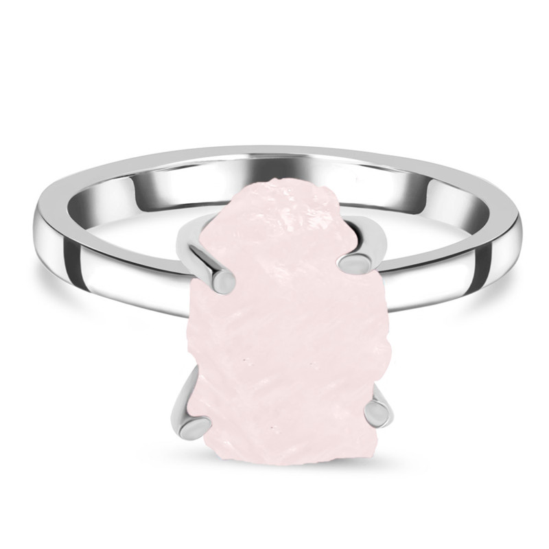 Rose Quartz Raw Crystal Ring RSQ-RR-200.