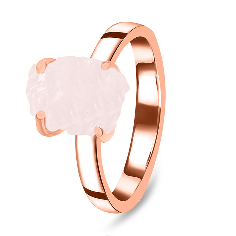 Rose Quartz Raw Crystal Ring RSQ-RR-200.