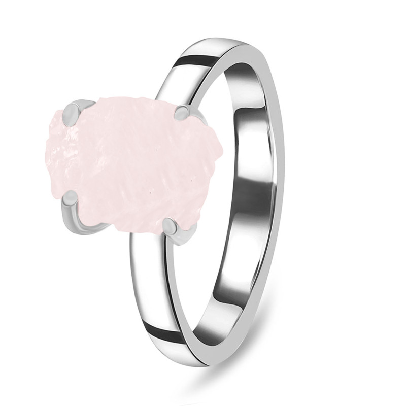 Rose Quartz Raw Crystal Ring