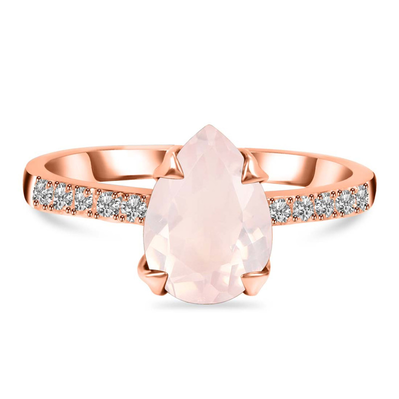 Rose Quartz & White Topaz Ring RSQ-RR-344A.