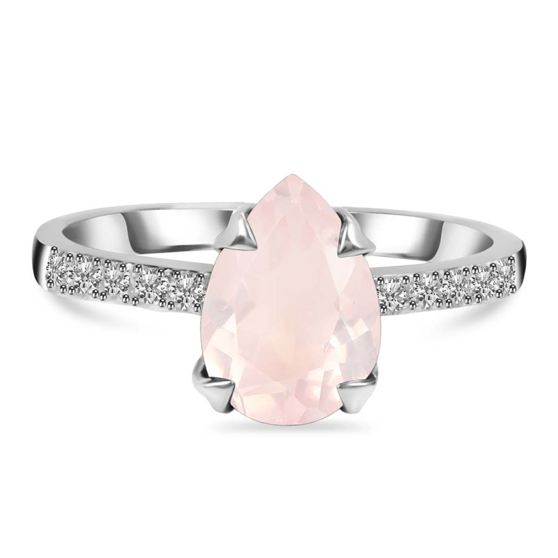 Rose Quartz & White Topaz Ring RSQ-RR-344A.