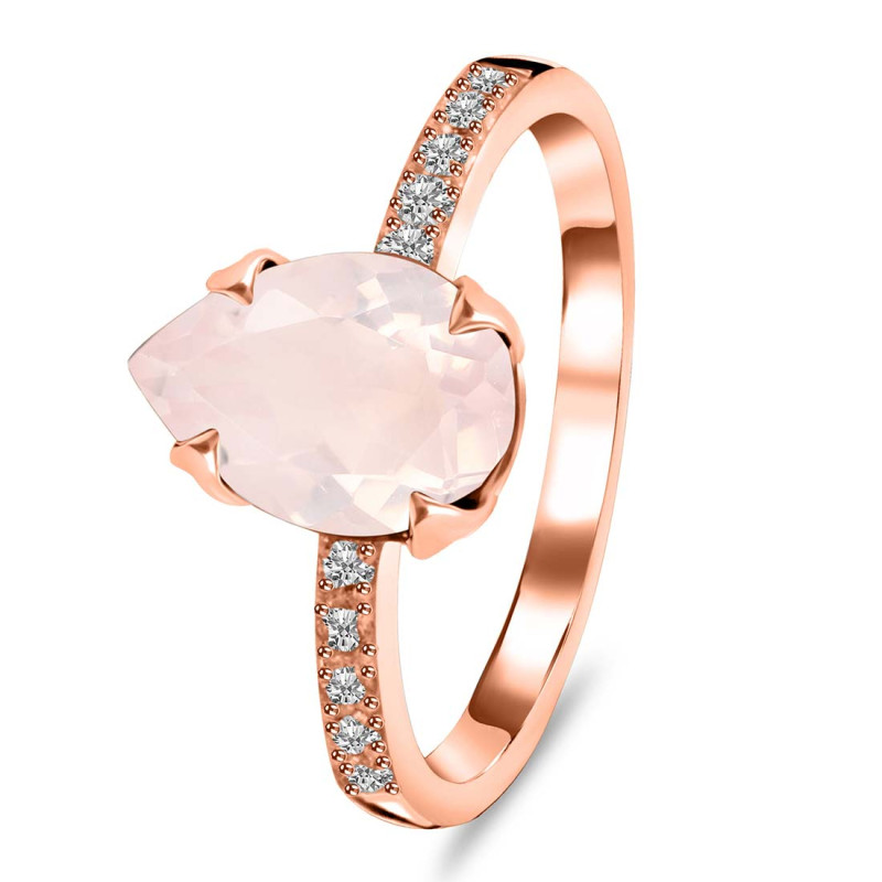 Rose Quartz & White Topaz Ring RSQ-RR-344A.