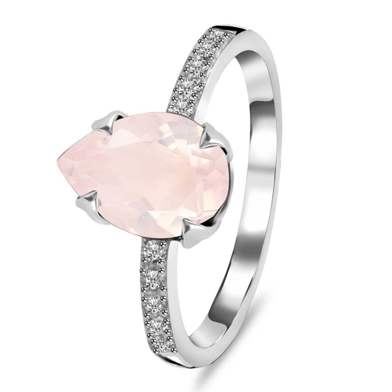 Rose Quartz & White Topaz Ring