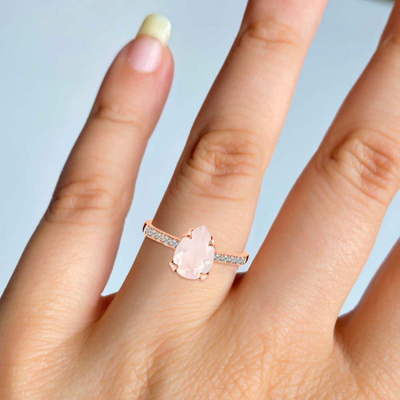 Rose Quartz & White Topaz Ring RSQ-RR-344A.
