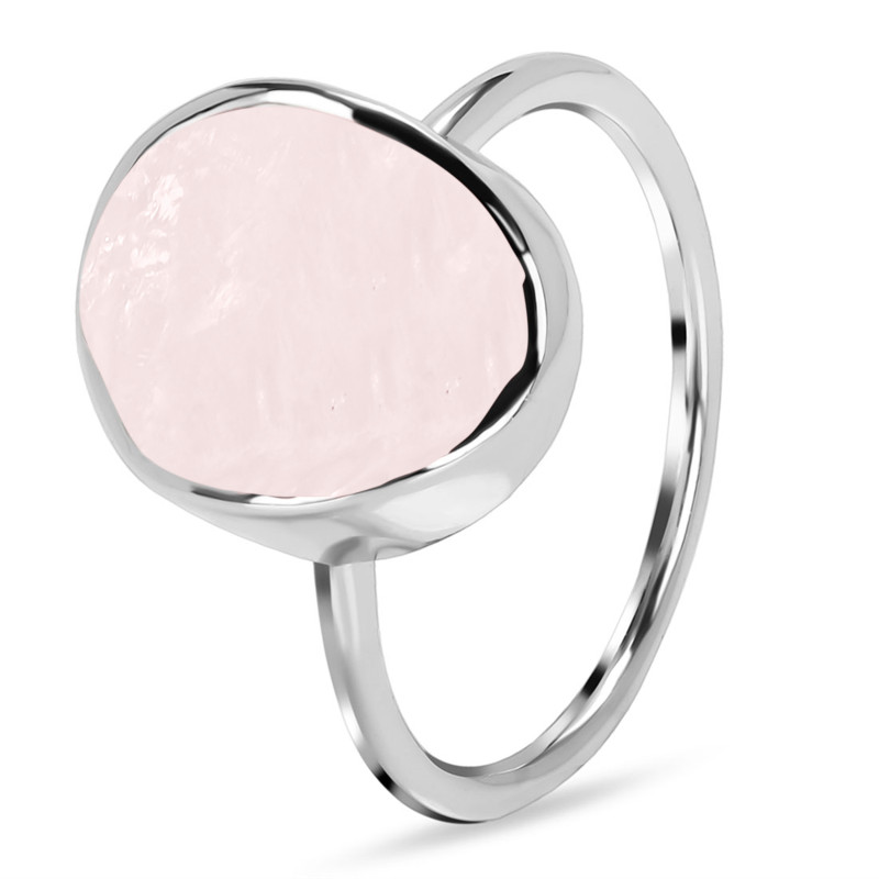 Rose Quartz Raw Crystal Ring