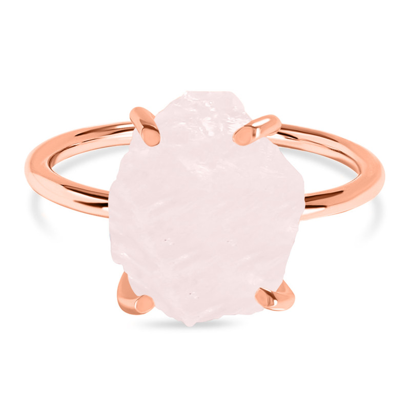 Rose Quartz Raw Crystal Ring RSQ-RR-347.