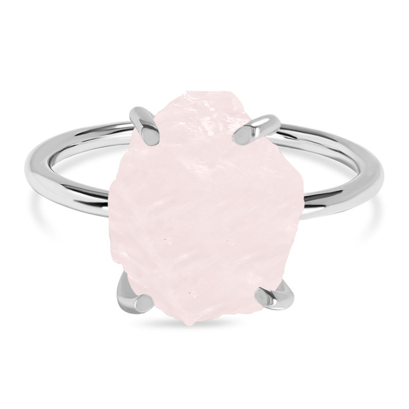 Rose Quartz Raw Crystal Ring RSQ-RR-347.