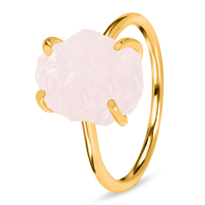 Rose Quartz Raw Crystal Ring RSQ-RR-347.