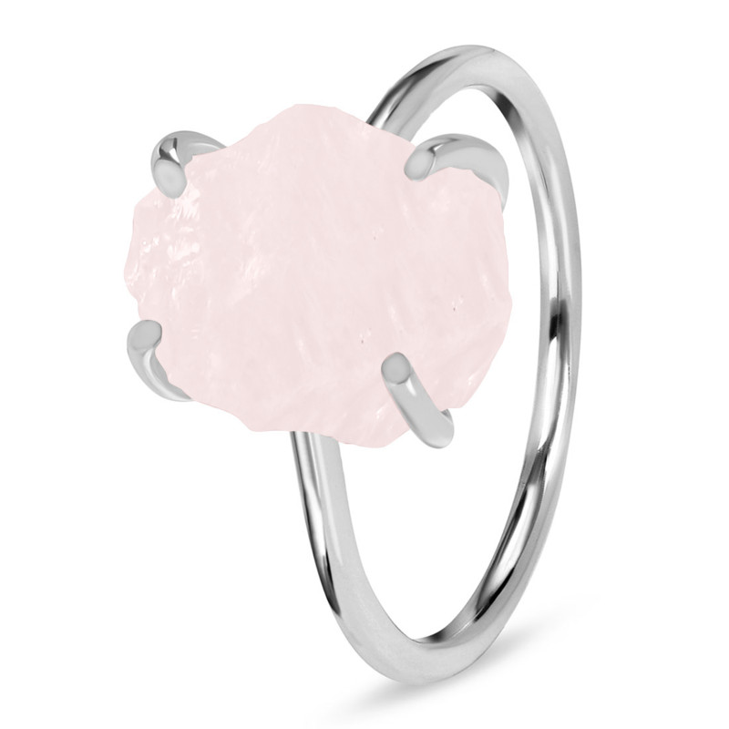 Rose Quartz Raw Crystal Ring