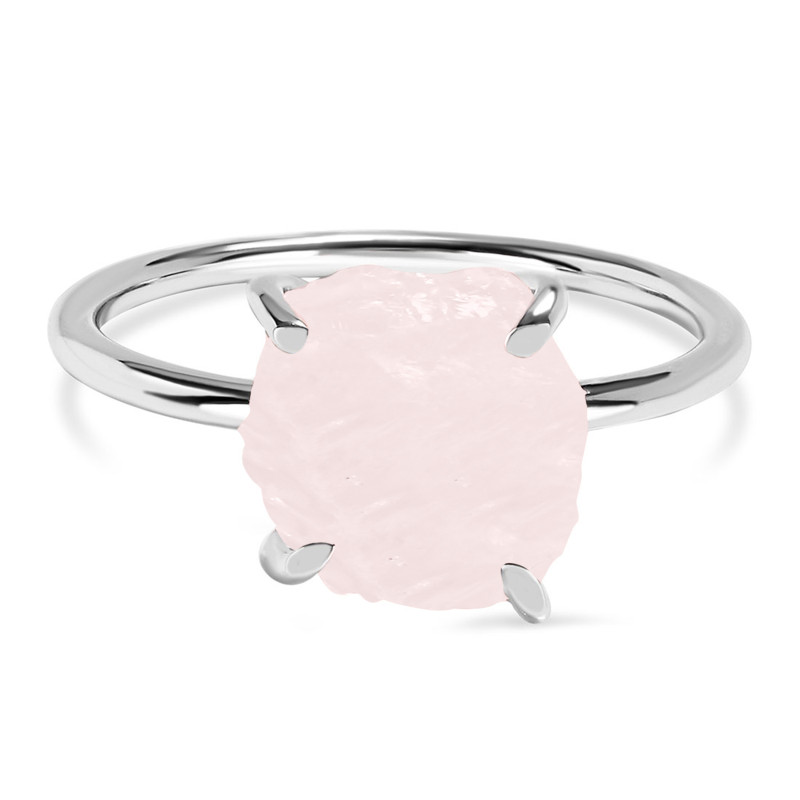 Rose Quartz Raw Crystal Ring RSQ-RR-350.