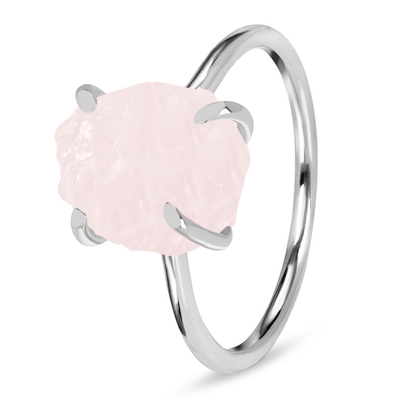 Rose Quartz Raw Crystal Ring