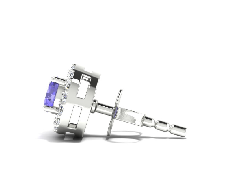 Tanzanite & White Topaz Stud Earring TZN-RDE-984.