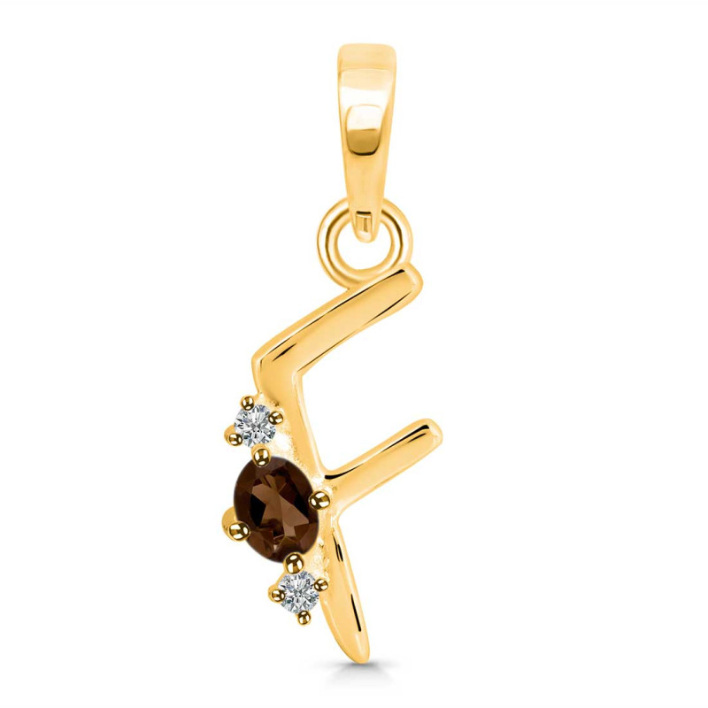 Smoky & White Topaz Alphabet F Pendant SMY-RDA-6.