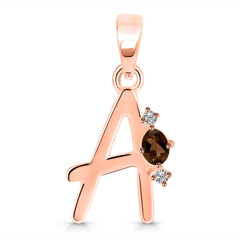 Smoky & White Topaz Alphabet A Pendant SMY-RDA-1.