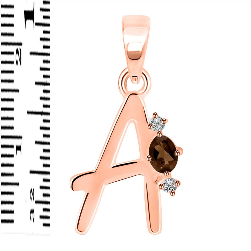 Smoky & White Topaz Alphabet A Pendant SMY-RDA-1.