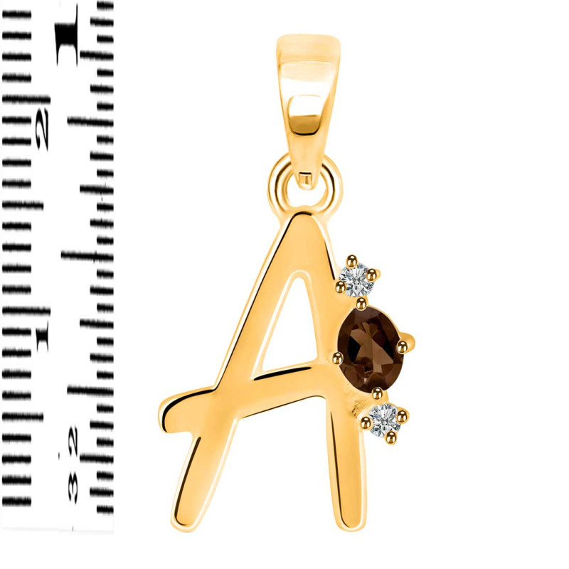 Smoky & White Topaz Alphabet A Pendant SMY-RDA-1.