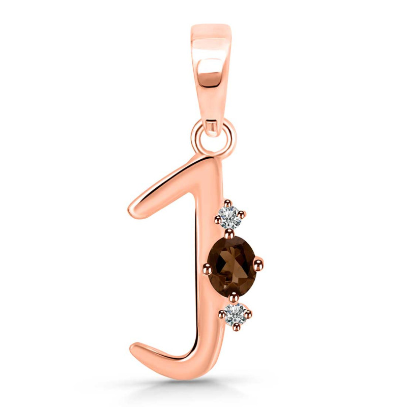 Smoky & White Topaz Alphabet J Pendant SMY-RDA-10.