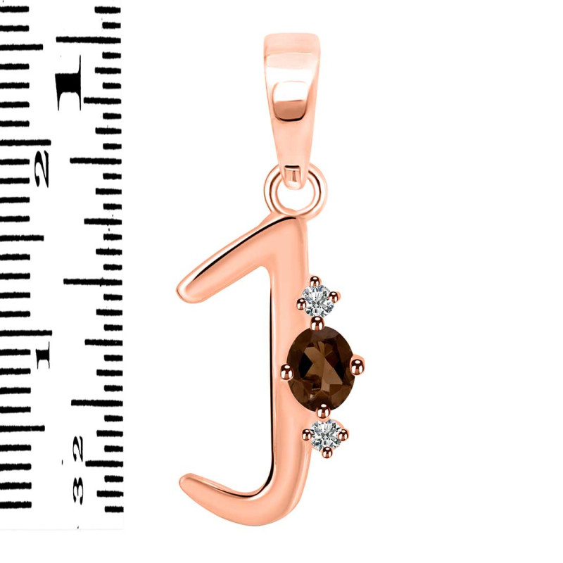 Smoky & White Topaz Alphabet J Pendant SMY-RDA-10.